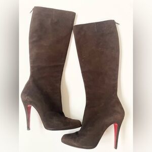 Christian Louboutin Dark chocolate brown Suede leather mid calf boots EU 38.5
